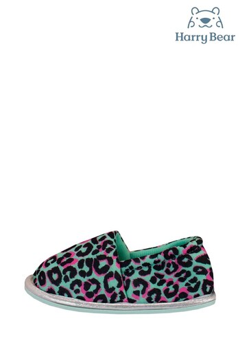 Harry Bear Pink Leopard Print Printed Slippers (K28677) | £14