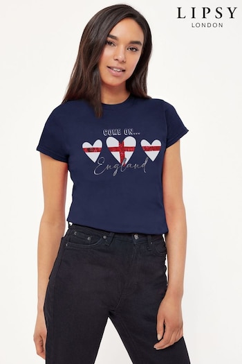 Lipsy Navy World Cup 2022 C'Mon England blommig's T-Shirt (K28708) | £21