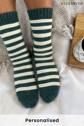 Personalised Embroidered Striped Cosy Socks by Solesmith (K28710) | £20