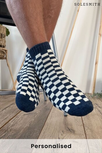 Personalised Embroidered Year Checkerboard Snug Socks by Solesmith (K28712) | £20