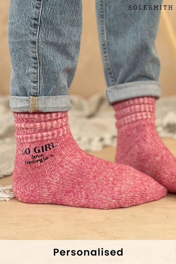Personalised Embroidered Ruffle Cosy Socks by Solesmith (K28720) | £16.50