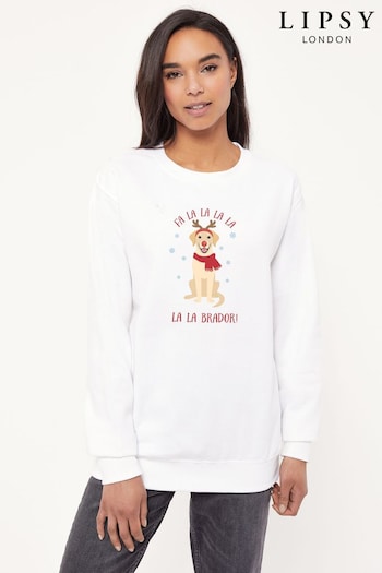Lipsy White Labrador Christmas Women's Sweatshirt (K28733) | £27