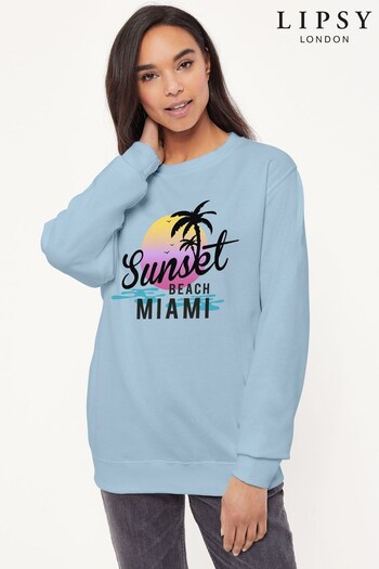 Lipsy Sky Blue Sunset Beach Miami Logo Women's Sweatshirt (K28741) | £27