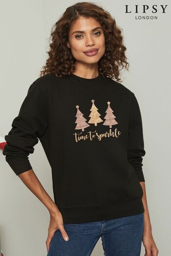 Lipsy Black Time To Sparkle Women's Sweatshirt (K28805) | £27