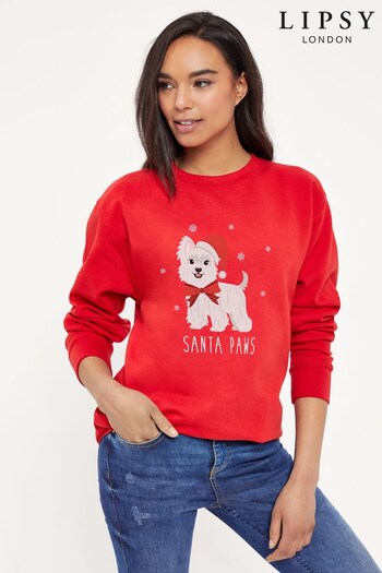 Lipsy Red Westie Christmas Women's Sweatshirt (K28828) | £27