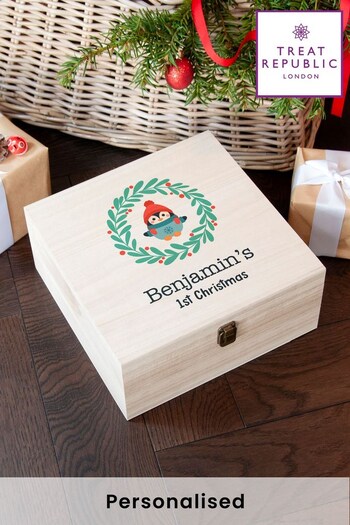 Personalised Baby’s 1st Christmas Penguin Eve Box by Treat Republic (K28832) | £30