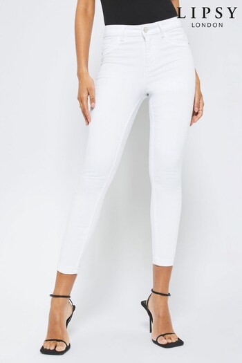 Lipsy White Crop Skinny Mid Rise Skinny Kate Jeans (K28856) | £14