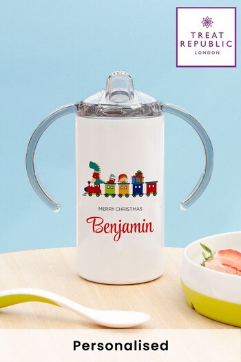 Personalised Christmas Train Kids Sippy Cup by Treat Republic (K29009) | £14
