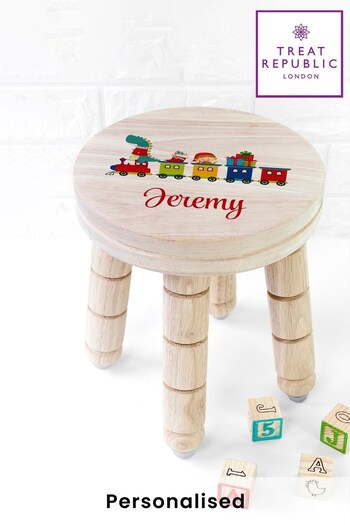 Personalised Christmas Train Wooden Stool by Treat Republic (K29013) | £35