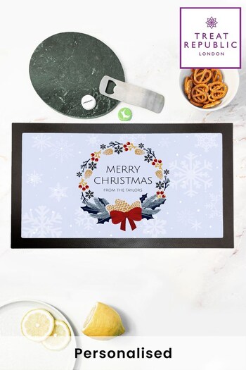Personalised Christmas Nordic Wreath Bar Mat by Treat Republic (K29026) | £22