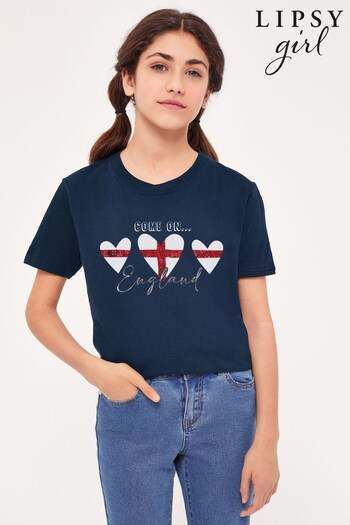Lipsy Navy World Cup 2022 C'Mon England Kids T-Shirt (K29313) | £18