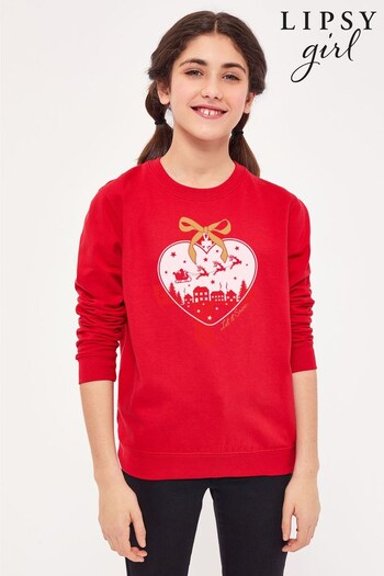 Lipsy Red Christmas Decoration Heart Kids Sweatshirt (K29317) | £23