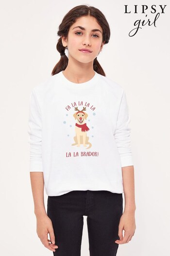 Lipsy White Labrador Christmas Kid's Sweatshirt (K29362) | £23