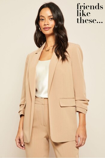 Friends Like These Neutral Camel Edge to Edge Tailored Blazer (K29566) | £44