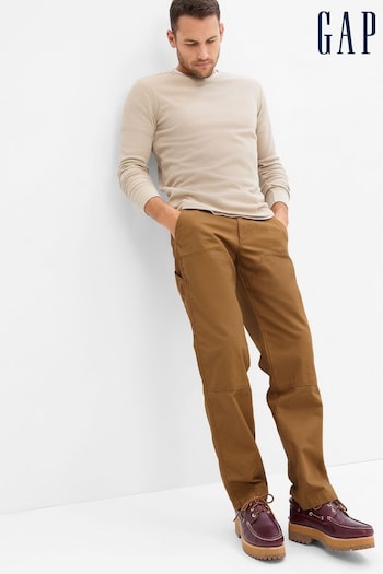 Gap Tan Brown Carpenter Straight Fit Trousers (K29584) | £40