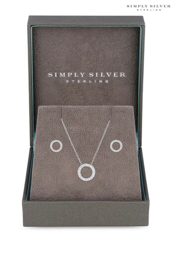 Simply Silver Sterling Silver Cubic Zirconia Round Open Set - Gift Boxed (K29679) | £40