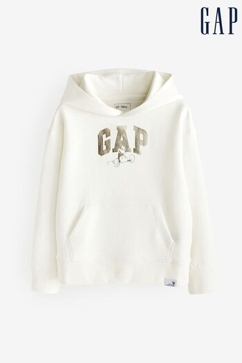 Gap White and Gold Metallic Disney Mickey Mouse Graphic Hoodie (K29726) | £30