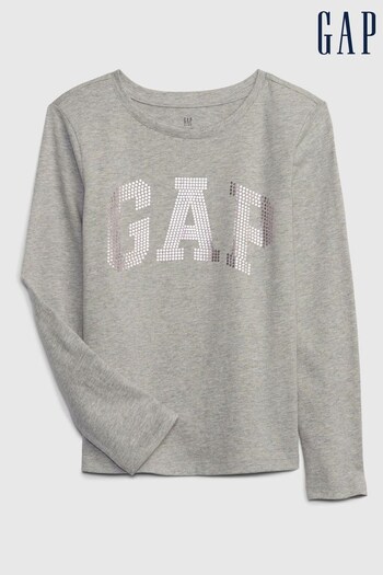 Gap Grey Reflective Logo Long Sleeve T-Shirt (K29837) | £10