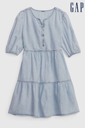 Gap Blue Tiered Denim Short Sleeve Dress (K29846) | £24