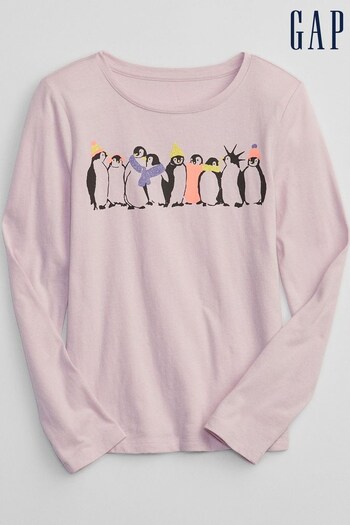 Gap Pink Graphic Long Sleeve T-Shirt (K29858) | £10