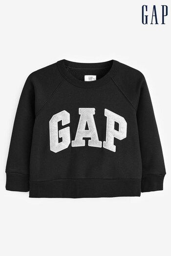 Gap Black Glitter Logo Crew Neck Sweatshirt (K29863) | £9