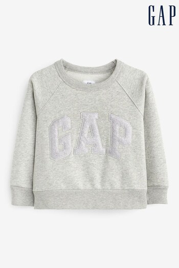 Gap Grey Glitter Logo Crew Neck Sweatshirt (K29864) | £9