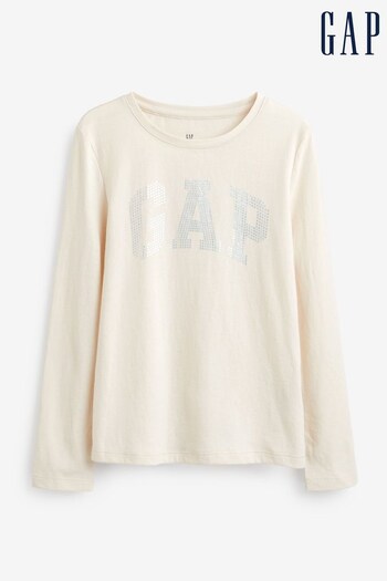 Gap Cream Reflective Logo Long Sleeve T-Shirt (K29879) | £10