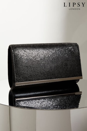 Lipsy Black Diamante Foldover Clutch Bag (K30017) | £34