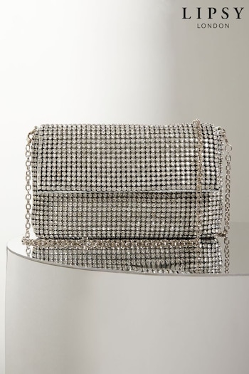 Lipsy Silver Embellished Crossbody Foldover Bag (K30020) | £45