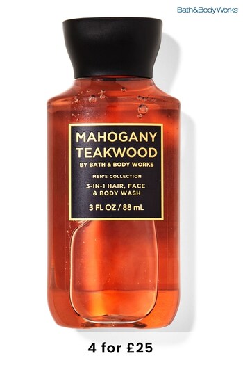 Bath & Body Works Mahogany Teakwood Travel Size 3-in-1 Hair, Face and Body Wash 3 fl oz / 88 mL (K30158) | £9