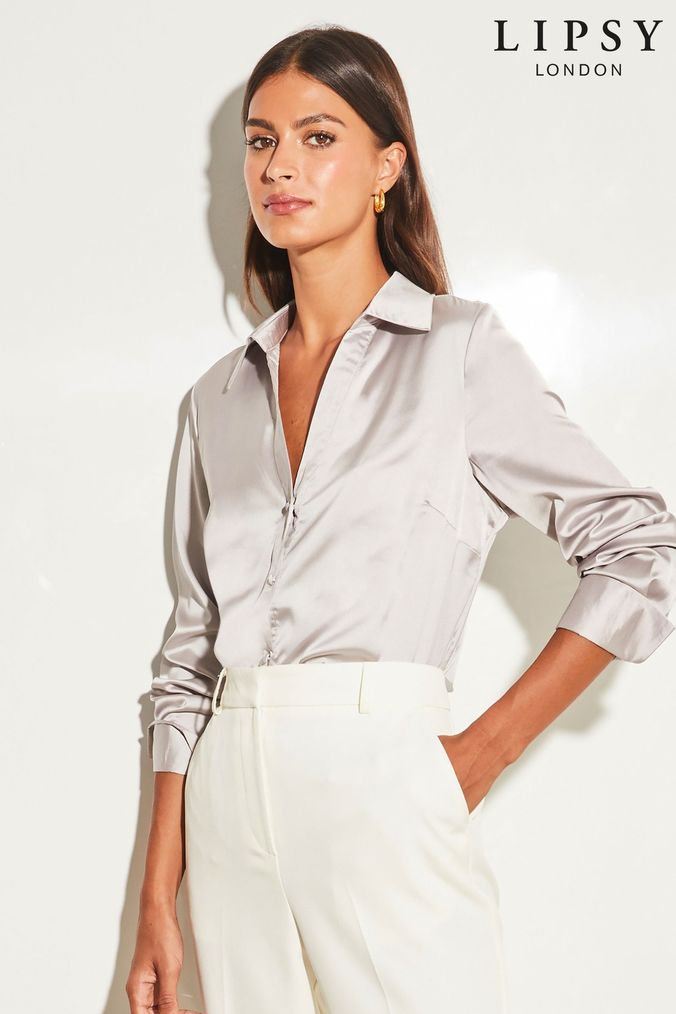 Buy Women s Silver Satin Tops Online Next UK