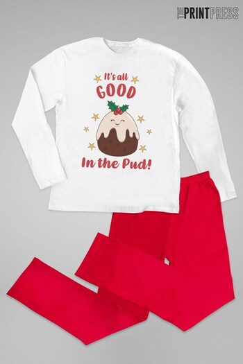 The Print Press Red White It's All Good In The Pud Christmas Men's Pyjamas (K30229) | £25