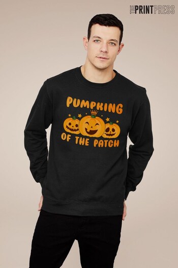 The Print Press Black Pumpking Of The Patch Halloween Adult Sweatshirt (K30252) | £27