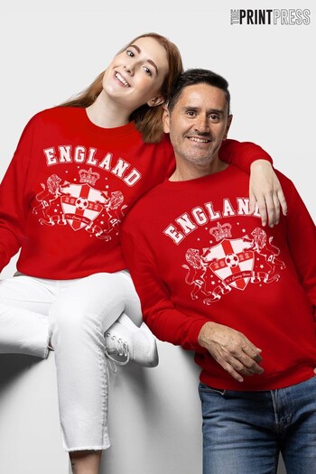 The Print Press Red World Cup Football 2022 England Shield Adult Sweatshirt (K30267) | £27