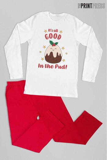 The Print Press Red White It's All Good In The Pud Christmas Women's Pyjamas (K30271) | £25