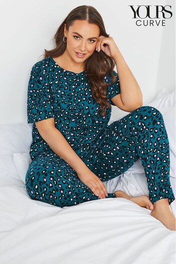 Yours Curve Green Animal Tapered Pyjama Pant (K30320) | £17