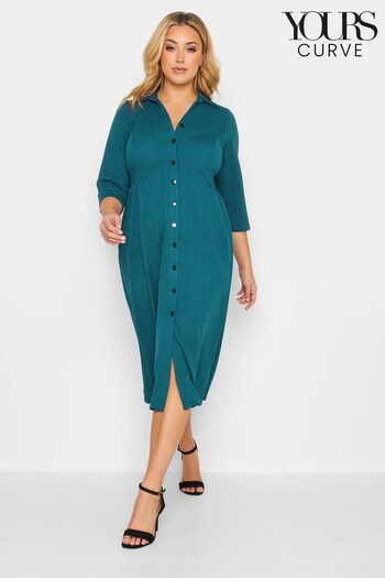 Yours Curve Green Collared Dress (K30333) | £33