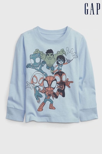 Gap Blue Marvel Marvel Superhero Graphic Long Sleeve T-Shirt (K30500) | £16
