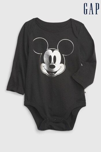 Gap Black Disney Graphic Long Sleeve Baby Bodysuit (K30547) | £8
