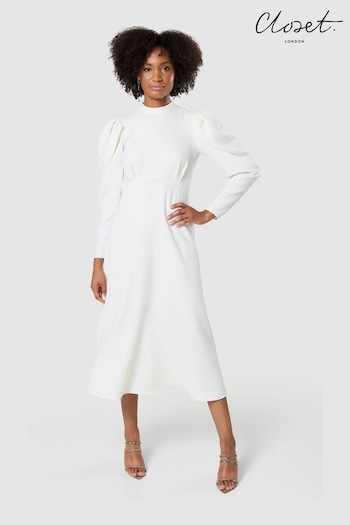 Closet Cream Puff Sleeve Dress (K31131) | £90