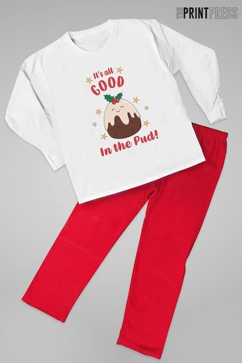The Print Press Red White It's All Good In The Pud Christmas Kid's Pyjamas (K31232) | £18