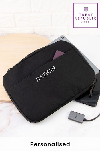 Personalised Technology Organiser Travel Case in Black by Treat Republic (K31507) | £24