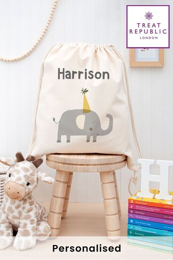 Personalised Elephant Cotton Nursery Bag by Treat Republic (K31526) | £24