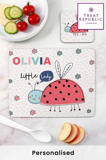Personalised  Children’s Pastel Ladybird Placemat Set by Treat Republic (K31533) | £20