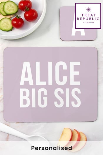 Personalised Big Sis Or Little Sis Placemat Set by Treat Republic (K31535) | £25