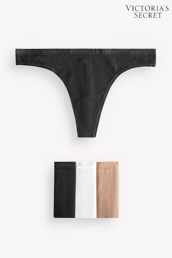 Victoria's Secret Black/White/Nude Thong Multipack Knickers (K31564) | £20