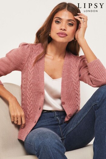 Lipsy Rose Knitted Cable Button Through Cardigan (K31573) | £27