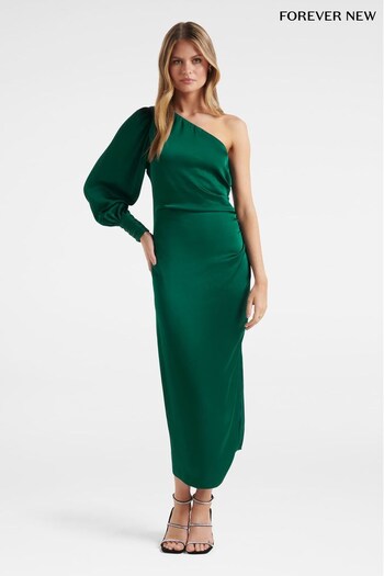 Forever New Green Alaia Asymm Long Sleeve Dress (K31585) | £115