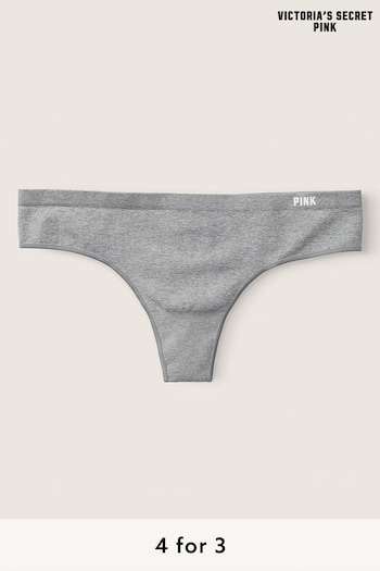 Victoria's Secret PINK Grey Oasis Marl Thong Seamless Knickers (K31688) | £9