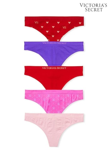 Victoria's Secret Red/Purple/Pink Thong Knickers Multipack (K31787) | £27